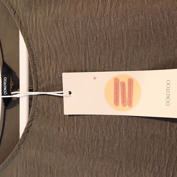 Olive Green Empire Waist Dress - Picture 4 of 5